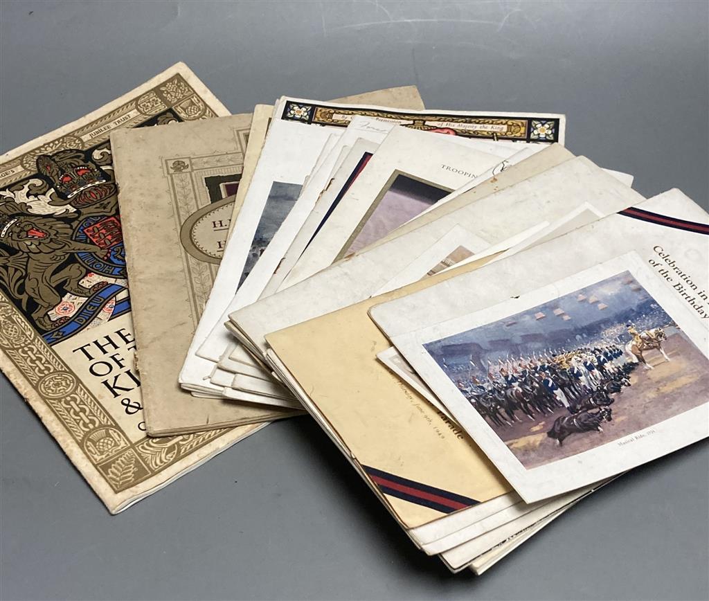 A quantity of trooping the colour programmes some signed by officers and other military ephemera